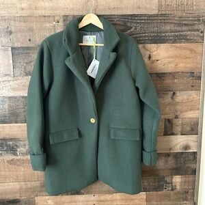 Dudley Stephens Fleece Blazer Jacket Dark Green Small NWT Bonnie Coat